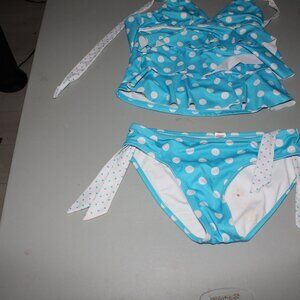 Blue & White 2 Pcs Justice Tankini Swimsuit Size 12 1/2